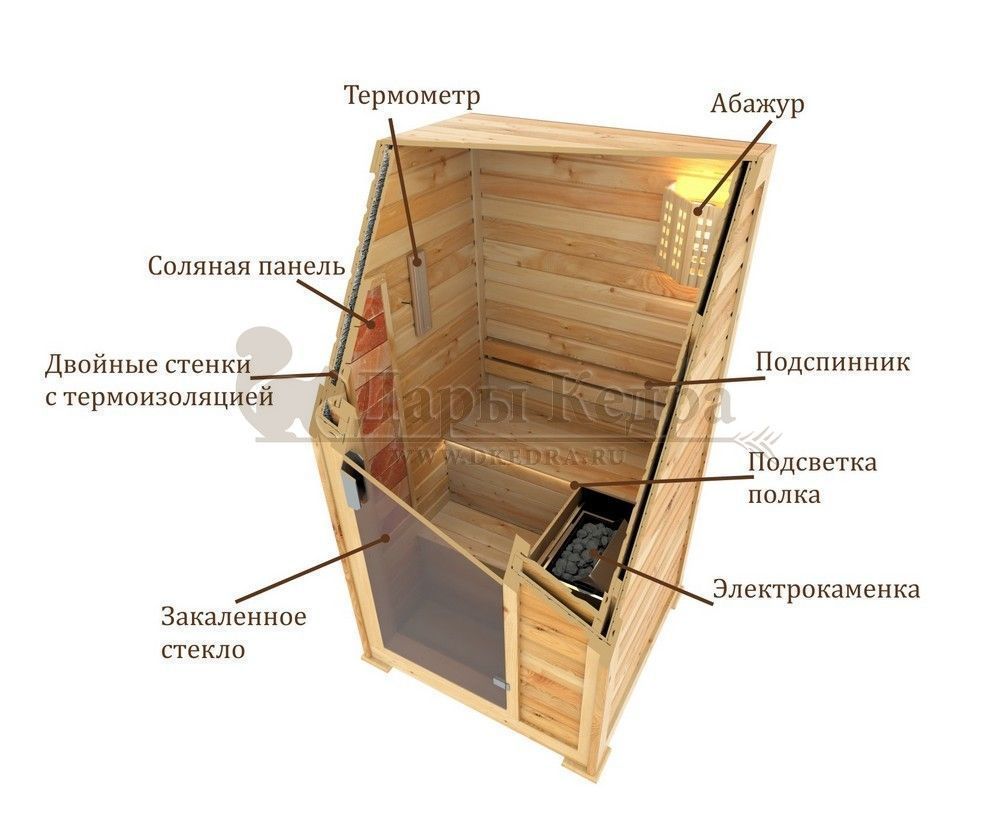 Пятиместная угловая финская сауна кабина из кедра с электрокаменкой